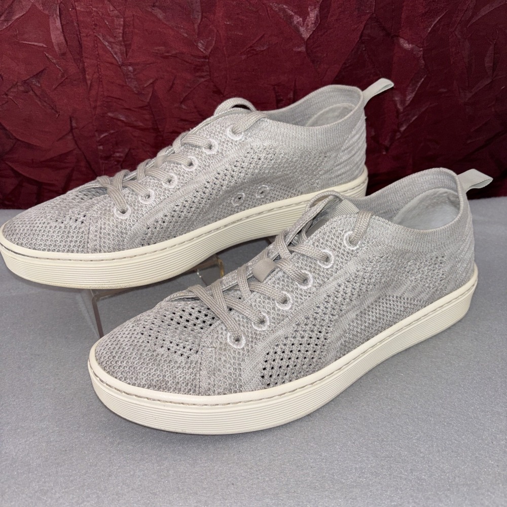 Sofft Somers Grey Knit Sock Leather Comfort Lace Up Sneakers Women's Size 7M EUC